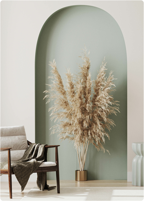 Rounded doorway nook with plant